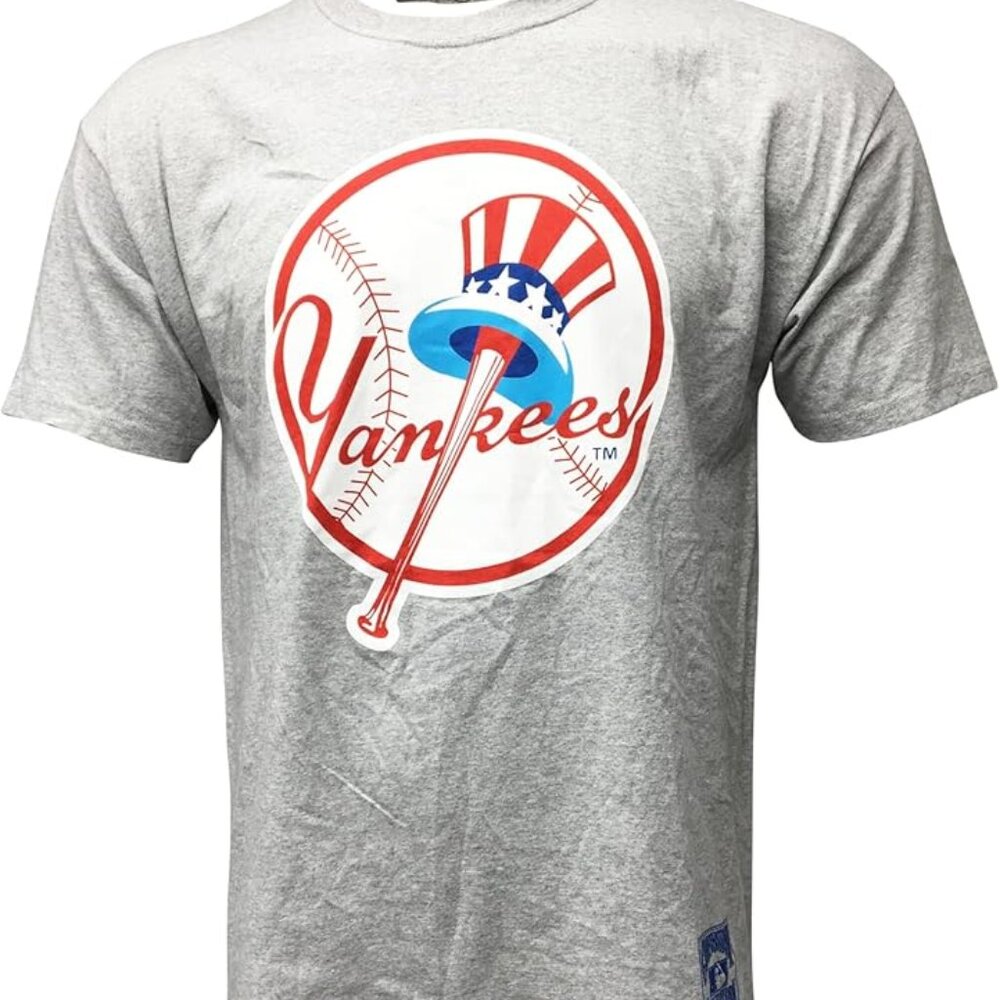 Mitchell & Ness Mens MLB NY Yankees Cooperstown Collection T-Shirt Gray Size L‎